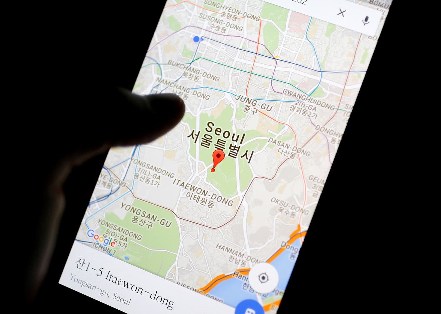 Google Maps application is displayed on a smartphone in Seoul, South Korea, in this photo illustration on August 24, 2016. (Reuters)