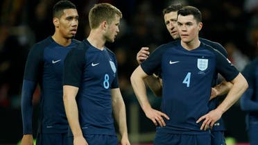 Football Soccer - Germany v England - International Friendly - Signal-Iduna-Park, Dortmund, Germany - 22/3/17 England's Michael Keane, Eric Dier, Chris Smalling and Gary Cahill wait for a corner Action Images via Reuters / Carl Recine Livepic