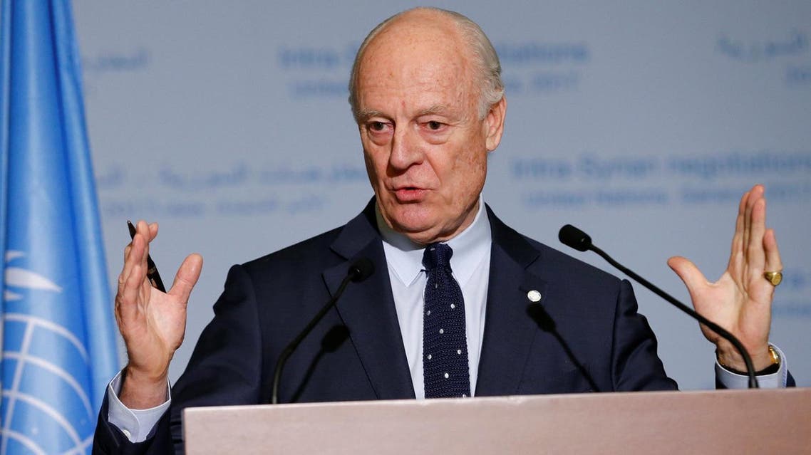 UN Special Envoy of the Secretary-General for Syria Staffan de Mistura attends a news conference after meetings during the Intra Syria talks at the European headquarters of the UN in Geneva. (Reuters) 