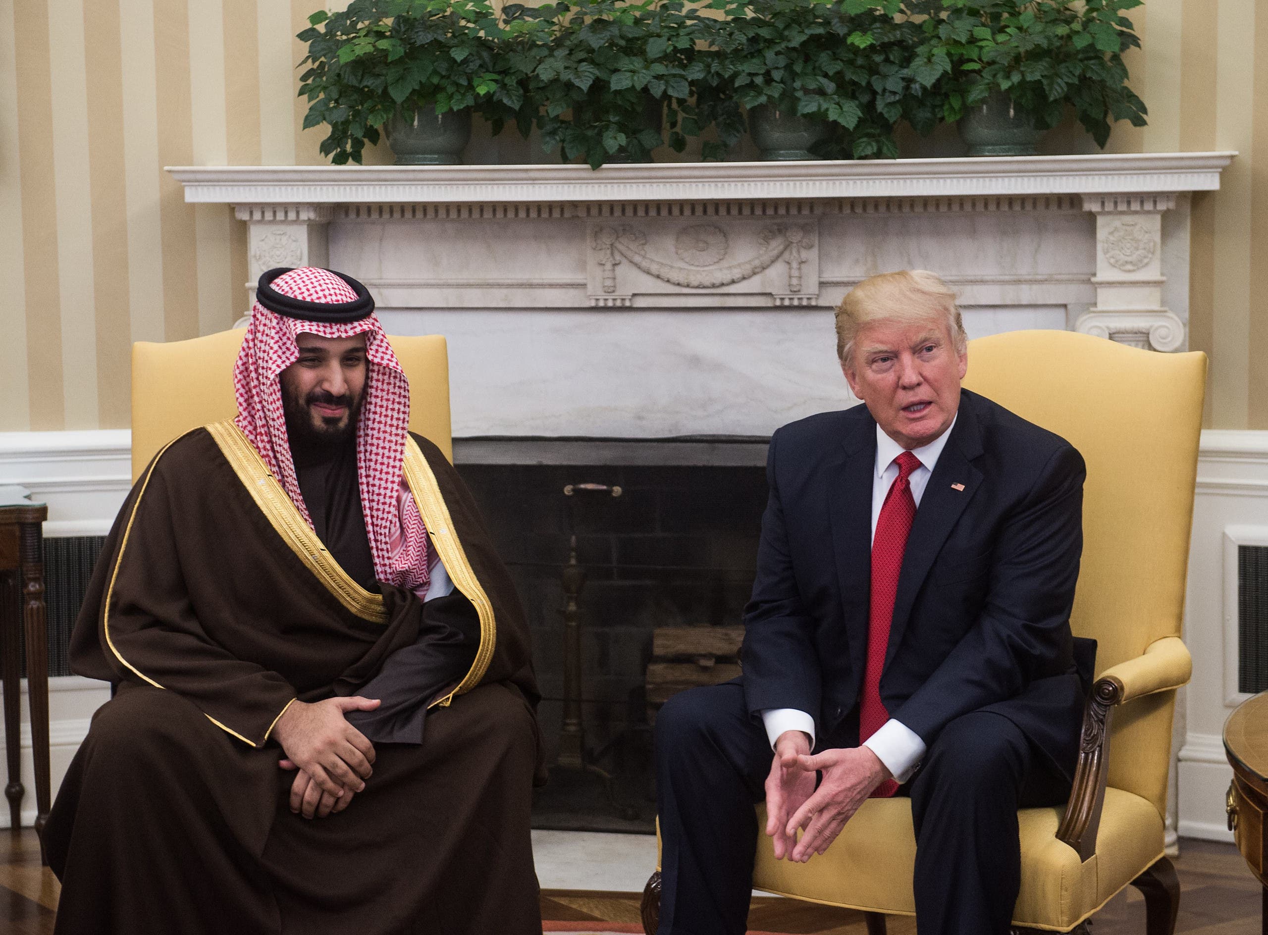 جانب من لقاء الرئيس دونالد ترمب والأمير محمد بن سلمان في البيت الأبيض