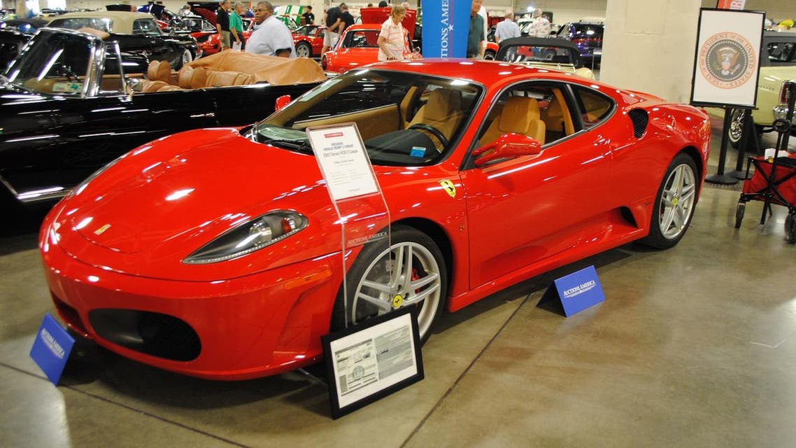 A Ferrari F430 owned by US president Donald J. Trump in 2007 is exhibited by Autcions America in Fort Lauderdale, Florida on March 31, 2017.