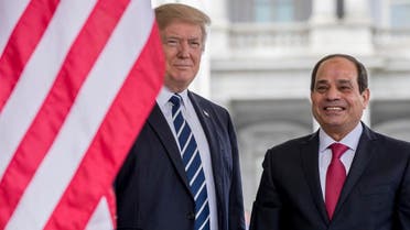 President Donald Trump greets Egyptian President Abdel Fattah Al-Sisi as he arrives at the White House. (AP)
