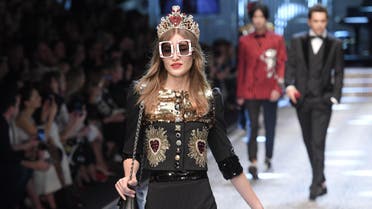 A model presents a creation for fashion house Dolce & Gabbana during the Women's Fall/Winter 2017/2018 fashion week in Milan, on February 26, 2017. (AFP)