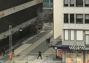 A truck have crashed into a department store Ahlens at Drottninggatan in the central of Stockholm, Sweden April 7, 2017. Reuters