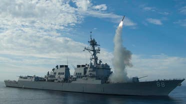 In this image obtained from the US Navy, the guided-missile destroyer USS Preble conducts an operational tomahawk missile launch while underway in a training area off the coast of California, on September 29, 2010. (AFP)