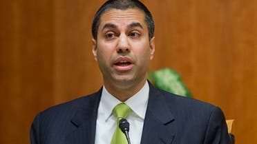 Federal Communication Commission Commissioner Ajit Pai speaks during an open hearing and vote on Net Neutrality in Washington. (AP)