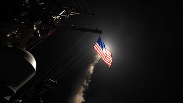 U.S. Navy guided-missile destroyer USS Porter (DDG 78) conducts strike operations while in the Mediterranean Sea which U.S. Defense Department said was a part of cruise missile strike against Syria on April 7, 2017. (Reuters