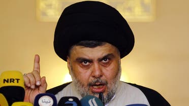 Iraqi Shiite cleric Moqtada al-Sadr delivers a speech during Friday prayer at the Great Mosque of Kufa in the city of the same name. (AFP)