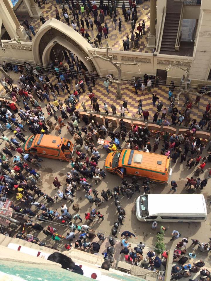 الصور الأولية لتفجير كنيسة طنطا شمال القاهرة