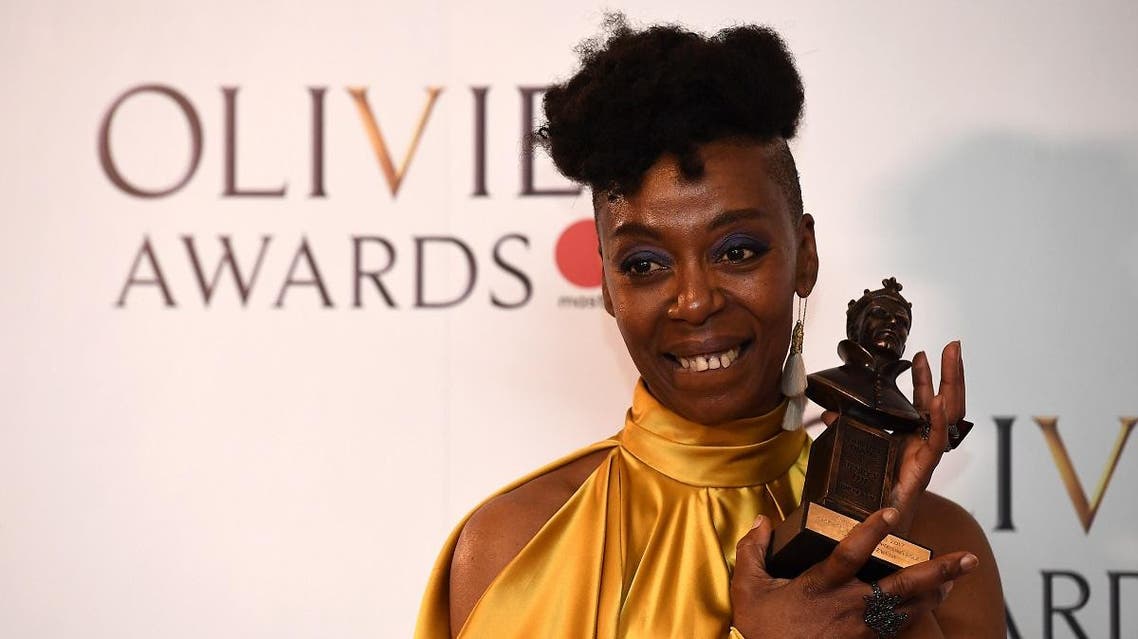 Noma Dumezweni poses with her award for Best Actress in Supporting Role for 'Harry Potter And The Cursed Child' during the 2017 Laurence Olivier Awards in London on April 9, 2017. (AFP)