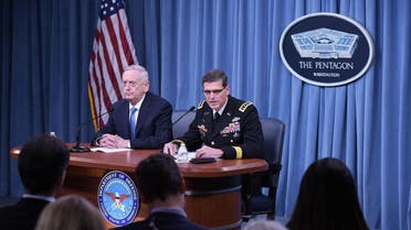 US Secretary of Defense James Mattis(L) and US Central Command Commander Joseph Votel speaks during a briefing at the Pentagon in Washington, DC on April 11, 2017. (AFP)