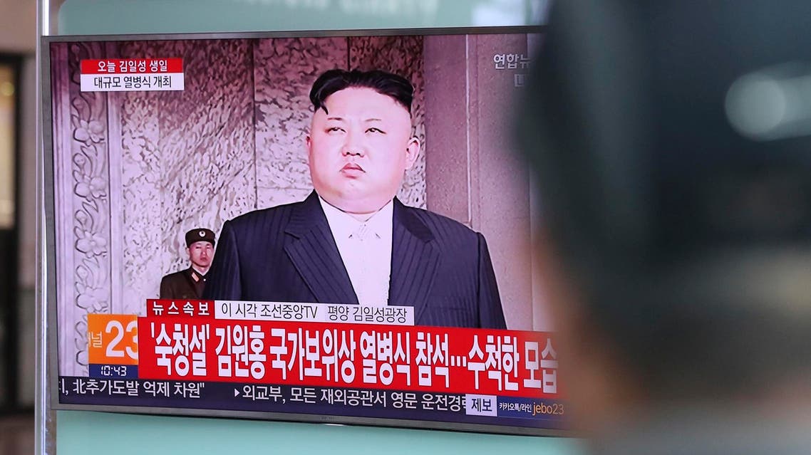 A man watches a live television program showing North Korean leader Kim Jong Un during a massive parade marking the 105th birthday of national founder Kim Il Sung, at the Seoul train station in Seoul, South Korea, Saturday, April 15, 2017. (AP)