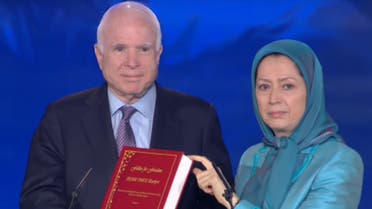 McCain met with Maryam Rajavi, President of the National Council of Resistance of Iran (NCRI), in Albania on Friday. (Screen grab)