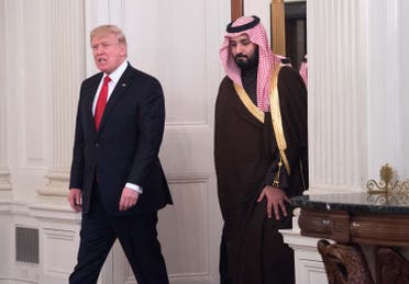 Donald Trump and Saudi Deputy Crown Prince Mohammed bin Salman enter the State Dining Room before lunch at the White House in Washington, DC, on March 14, 2017. (File photo: AFP)