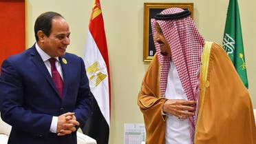 Egypt's President Abdel Fattah al-Sisi meeting with Saudi Arabia's King Salman on the sidelines of the Arab League summit in the Jordanian Dead Sea resort of Sweimeh on March 29, 2017. (AFP)