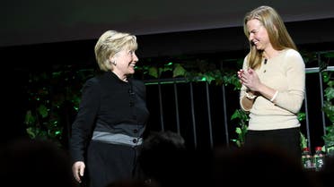 Former United States Secretary of State Hillary Clinton (left) and Director at African Parks Andrea Heydlauff speak on stage at Tribeca Film Festival on April 22, 2017 in New York City. (AFP)