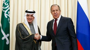 Sergei Lavrov and Adel al-Jubeir during a news conference after the talks in Moscow on April 26, 2017. (Reuters)