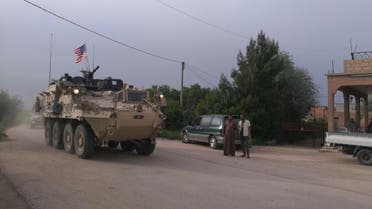 US military vehicles drive in the town of Darbasiya next to the Turkish border, Syria April 28, 2017. (Supplied)