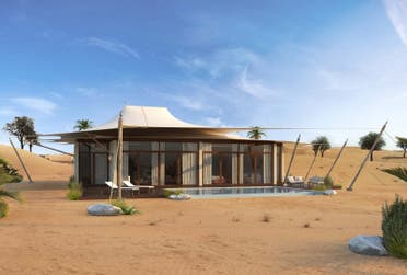 The canvas awning feature provides the perfect shade to enjoy the tranquility and serenity of the Mleiha resort. (Supplied)