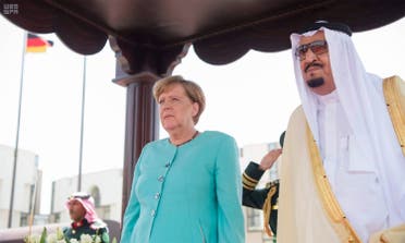 King Salman receives  Dr. Angela Merkel, the Chancellor of the Federal Republic of Germany at Al-Salam Palace  in Jeddah on Sunday. (SPA)