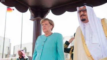 King Salman receives  Dr. Angela Merkel, the Chancellor of the Federal Republic of Germany at Al-Salam Palace  in Jeddah on Sunday. (SPA)