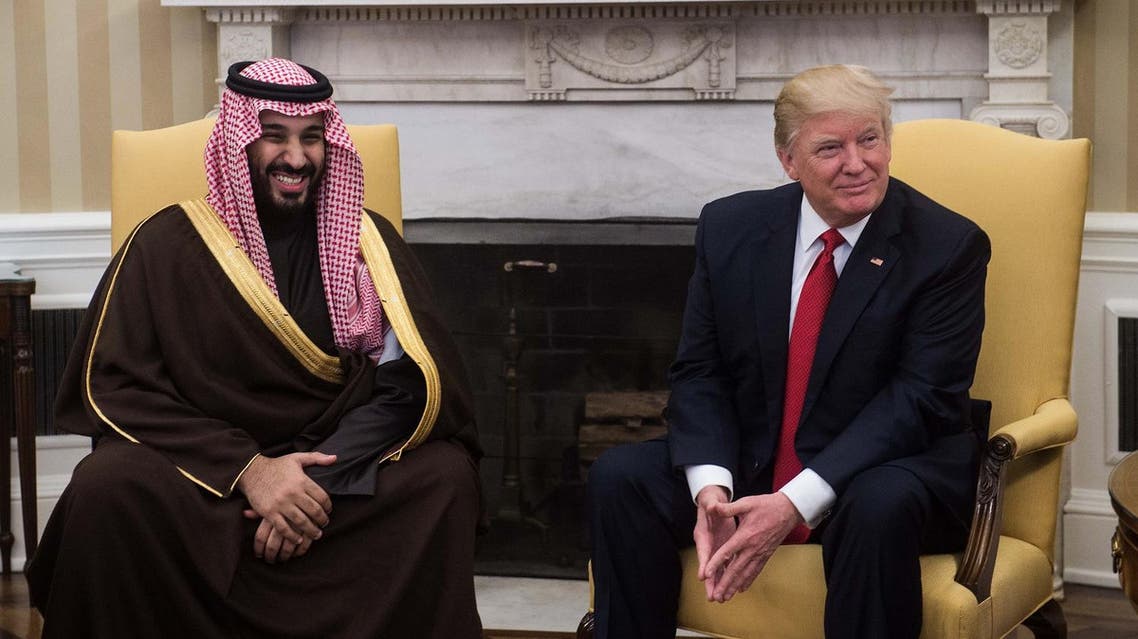 President Trump and Deputy Crown Prince and Defense Minister Mohammed bin Salman at the Oval Office in Washington, DC, on March 14, 2017. (AFP)