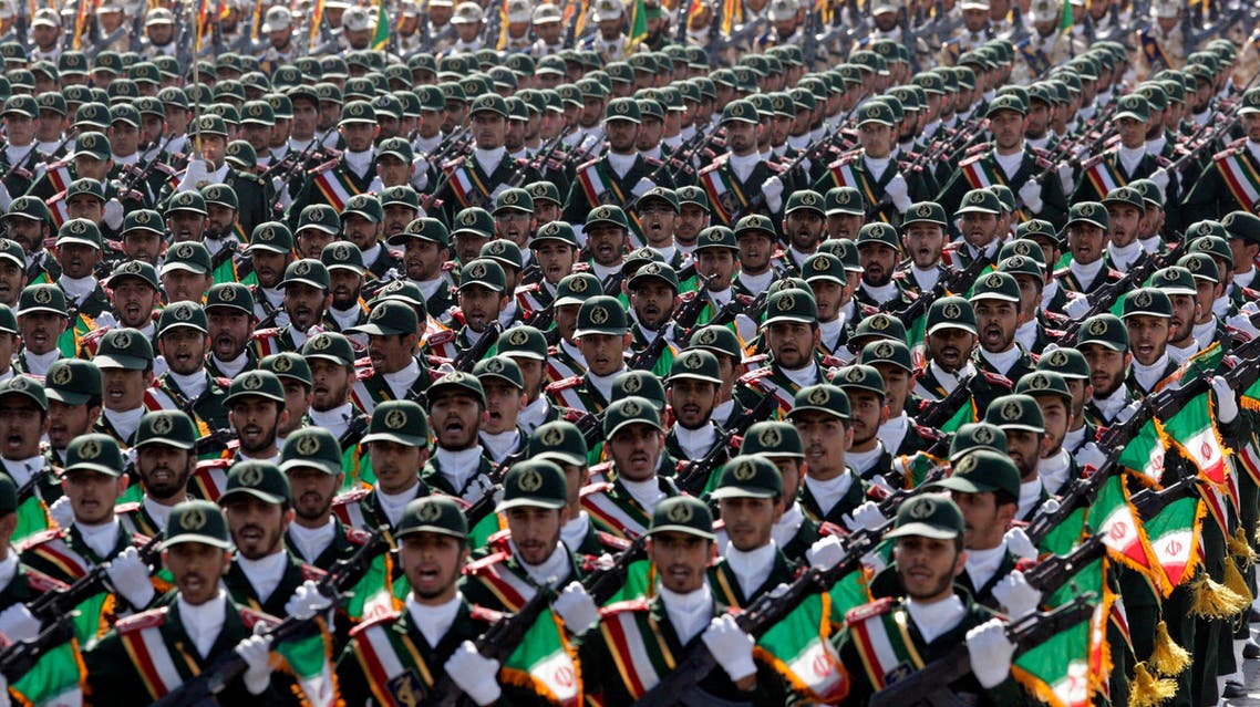 Iran's Revolutionary Guard troops march, during a military parade commemorating the start of the Iraq-Iran war 32 years ago, in front of the mausoleum of the late revolutionary leader Ayatollah Khomeini, just outside Tehran, Iran, Friday, Sept. 21, 2012. (AP)