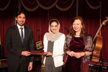 Ahlam AbdulMajeed Bolooki, Senior Manager Campaigns, Campaign Management, Dubai Tourism, who received the award on behalf of Dubai Tourism,  is pictured here at the event along with Yousof Naser AlMazrouei, Charge d'Affaires at the UAE Embassy in Latvia.