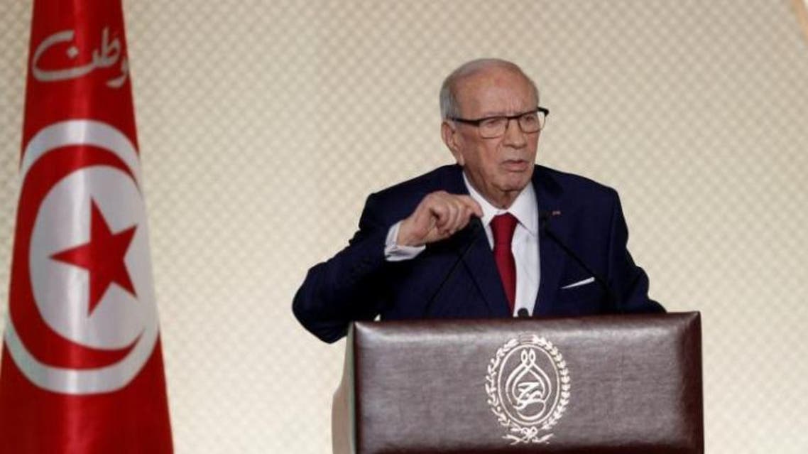 Tunisian President Beji Caid Essebsi delivers a speech in Tunis, Tunisia May 10, 2017. (Reuters)