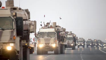 A handout image made available by United Arab Emirates News Agency (WAM) on November 7, 2015 shows a UAE military convoy traveling from the Al-Hamra military base to Zayed city after returning from Yemen. The UAE has lost 68 soldiers fighting as part of the Arab coalition against Iran-backed rebels in Yemen. AFP PHOTO / HO / WAM === RESTRICTED TO EDITORIAL USE - MANDATORY CREDIT "AFP PHOTO / HO / WAM" - NO MARKETING NO ADVERTISING CAMPAIGNS - DISTRIBUTED AS A SERVICE TO CLIENTS === 