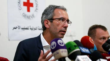 Dominik Stillhart, ICRC Director of Operations, speaks at a press conference in the Yemeni capital Sanaa on May 14, 2017. (AFP)