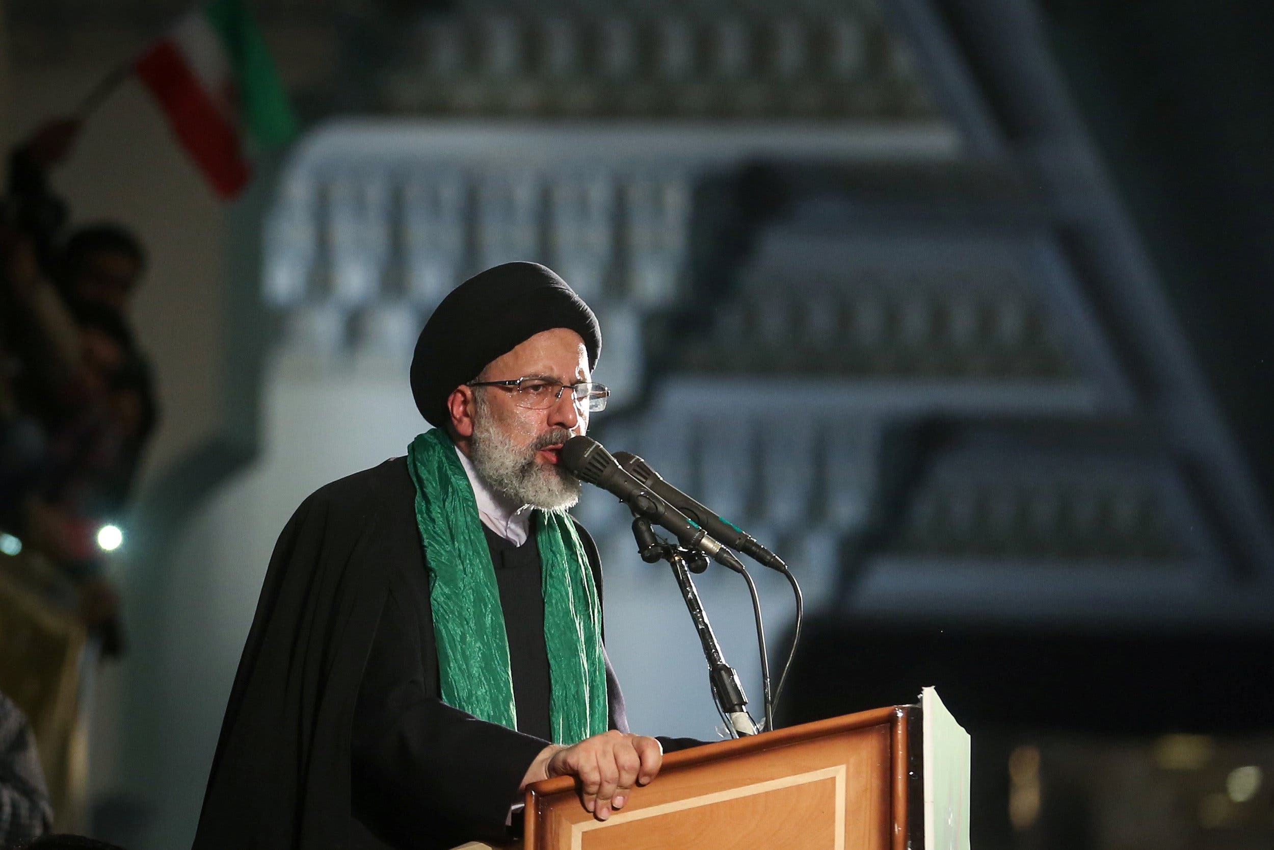 Iranian Presidential candidate Ebrahim Raisi speaks during a campaign meeting at the Mosalla mosque in Tehran, Iran, May 16, 2017.