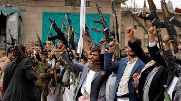 Armed followers of the Houthi movement protest against the presidentÕs announcement of an extension of the state of emergency and U.S. supporting the Arab alliance led by Saudi Arabia, what they say is a U.S. interference in Yemen's affairs in Sanaa, Yemen May 11, 2017.