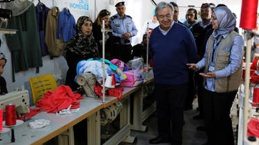 United Nations Secretary General Antonio Guterres (C) visits to Al Zaatari refugee camp in the Jordanian city of Mafraq, near the border with Syria March 28, 2017. (Reuters)