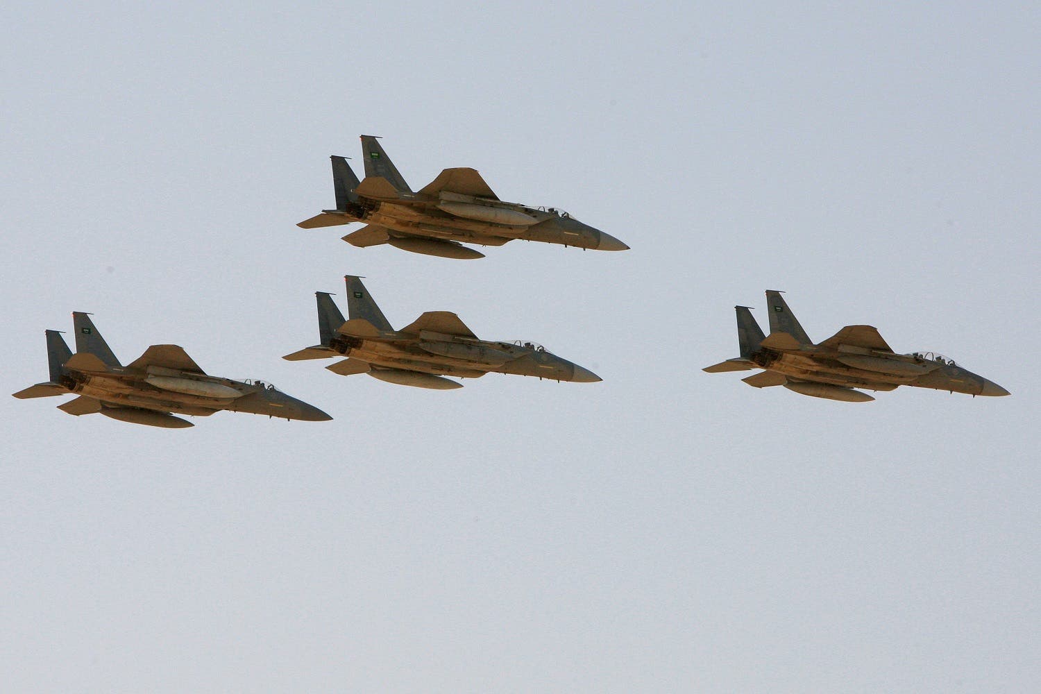 warplanes of the Saudi Air Force fly over the Saudi Arabian capital Riyadh during a graduation ceremony at King Faisal Air Force University. (File photo: AP)