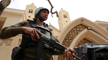 An armed policeman secures the Coptic Church that was bombed in Tanta, Egypt April 10, 2017. (Reuters)