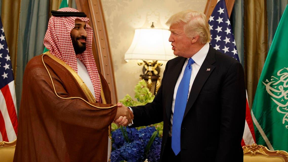 Saudi Deputy Crown Prince and Defense Minister Mohammed bin Salman bin Abdulaziz with President Donald Trump during a bilateral meeting in Riyadh. (AP)