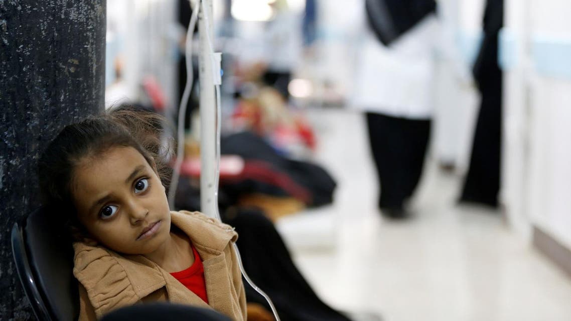 A girl infected with cholera sits on a chair at a hospital in Sanaa, Yemen May 7, 2017. Picture taken May 7, 2017. (Reuters)