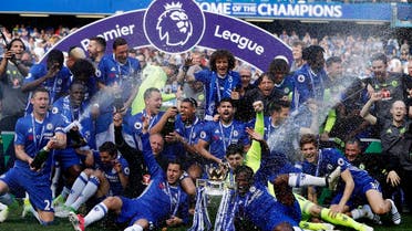 Britain Football Soccer - Chelsea v Sunderland - Premier League - Stamford Bridge - 21/5/17 Chelsea celebrate with the trophy after winning the Premier League Action Images via Reuters / John Sibley Livepic EDITORIAL USE ONLY. No use with unauthorized audio, video, data, fixture lists, club/league logos or "live" services. Online in-match use limited to 45 images, no video emulation. No use in betting, games or single club/league/player publications. Please contact your account representative for further details. (AFP)