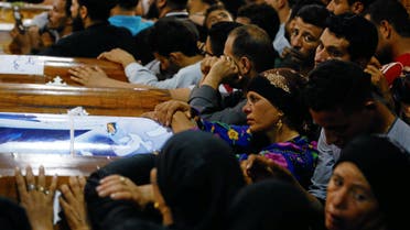Mourners gather at the Sacred Family Church for the funeral of Coptic Christians who were killed on Friday in Minya, Egypt, May 26, 2017.