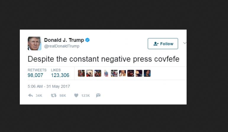 screengrab of trump's typo