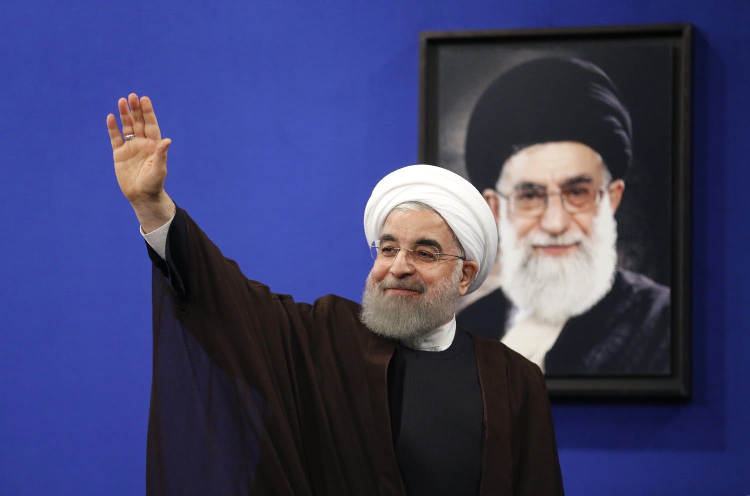 Newly re-elected Iranian President Hassan Rouhani gestures after delivering a televised speech in the capital Tehran on May 20, 2017. (AFP)