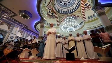 In this photo taken on June 24, 2015, an Imam leads prayers at a mosque named after Al Farooq Omar bin Al Khattab in Dubai, UAE, during the month of Ramadan. (AP)