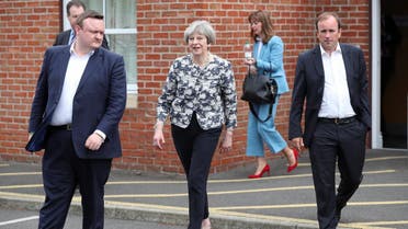 Britain’s Prime Minister Theresa May during a campaign stop near Doncaster, Britain, on June 2, 2017. (Reuters)