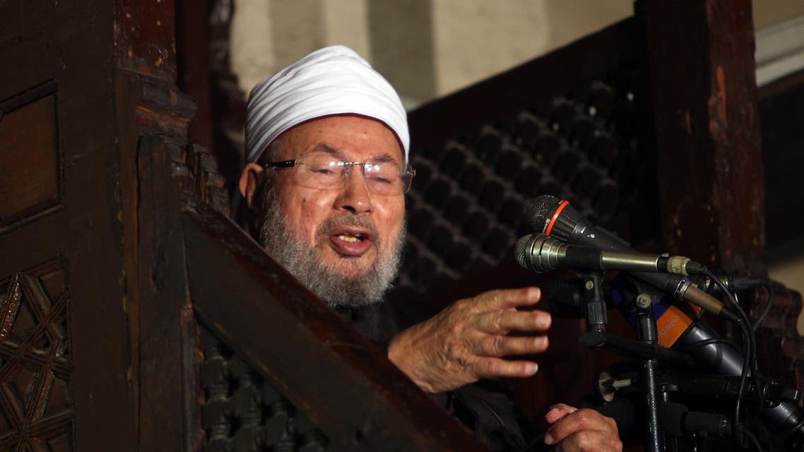 Yusuf al-Qaradawi addresses Muslims at Al-Azhar mosque during the weekly Friday prayer in Cairo on December 28, 2012. (AFP)
