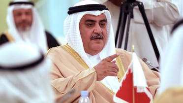 Bahraini Foreign Minister Sheikh Khaled bin Ahmed al-Khalifa during a press conference in Kuwait City on April 16, 2017. (AFP)