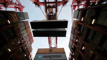Containers are seen unloaded from the Maersk’s Triple-E giant container ship at the Yangshan Deep Water Port in Shanghai, China, September 24, 2016. (Reuters)