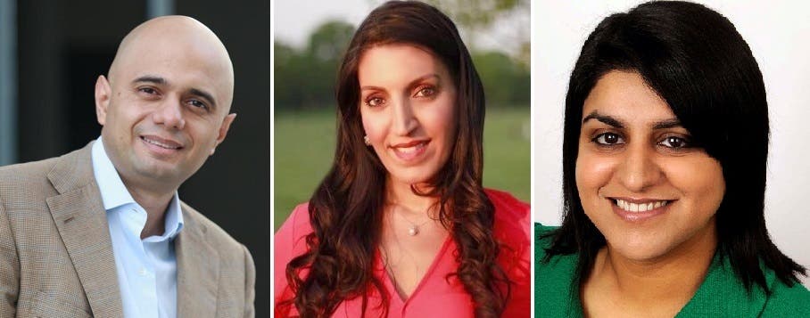 من اليمين شهبانا محمود وروزينا اللين خان وساجد جاويد