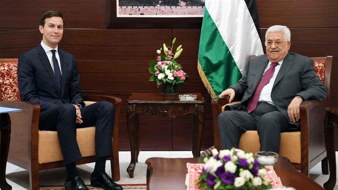 Palestinian President Mahmoud Abbas meets with White House senior advisor Jared Kushner in the West Bank City of Ramallah June 21, 2017. (Reuters)