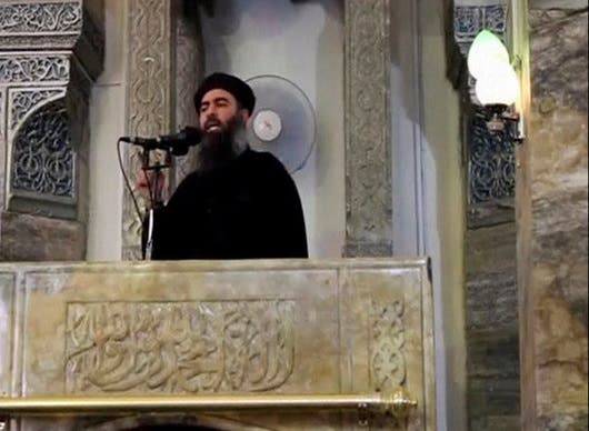 ابوبکر البغدادی رهبر داعش در مسجد النوری